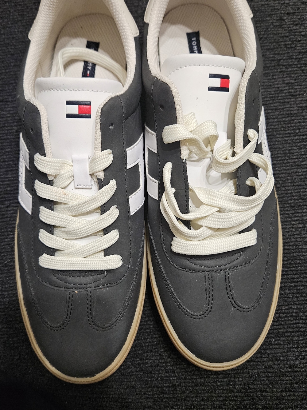 Tommy Hilfiger Men’s Charcoal Gray and White Low-Top Sneakers